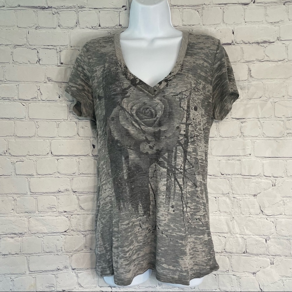 Black & Gray Rose T-shirt Large